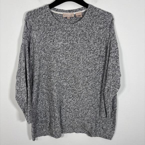 Philosophy Women's Plus 3X Dolman Sleeve Gray Ribbed Knit Cottagecore Sweater - Picture 3 of 7